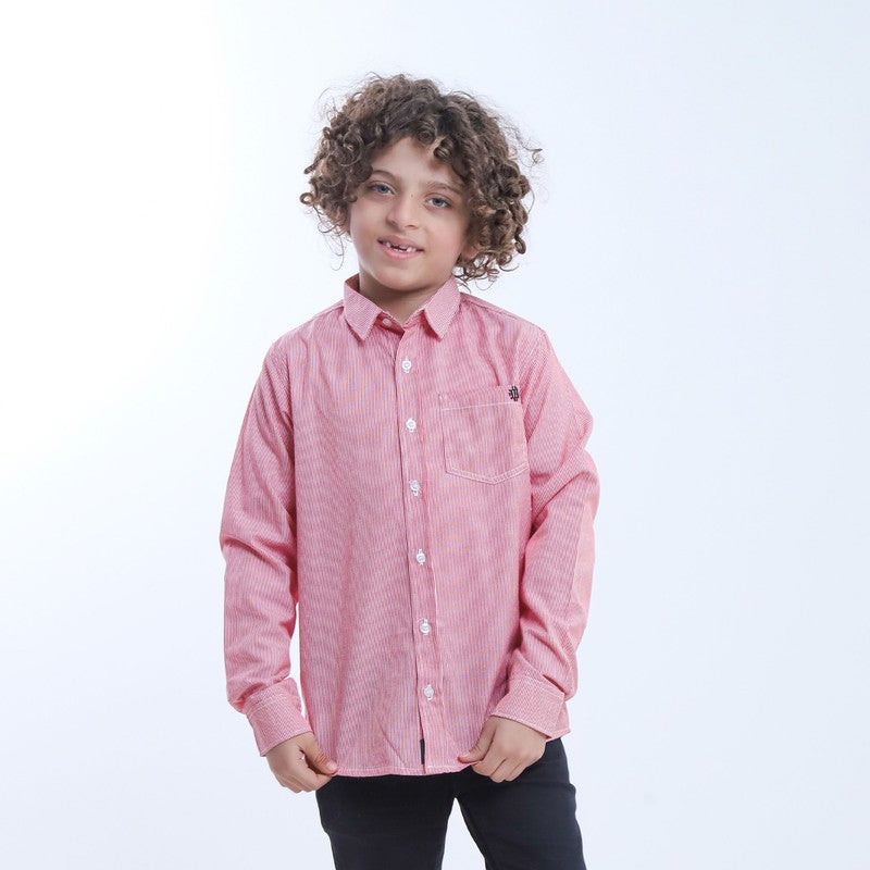 BEBO Boys' striped long-sleeved shirt_Red - Image 1